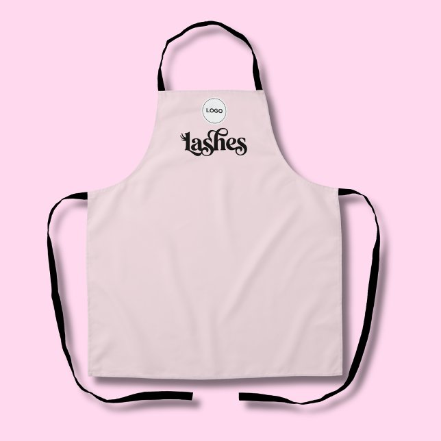 Blush Pink Employee Your Logo Lash Tech Salon Apron (Creator Uploaded)