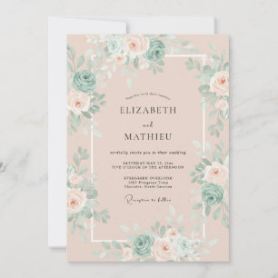 Blush Pink Enchanting Floral Wedding Invitation