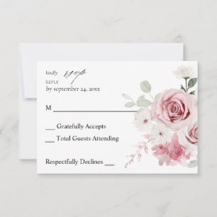 Blush Pink & Eucalyptus Floral no Meal RSVP 2 Card