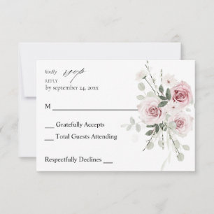 Blush Pink & Eucalyptus Floral no Meal RSVP Card