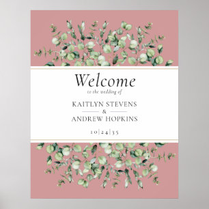 Blush Pink Eucalyptus Wedding Welcome Poster