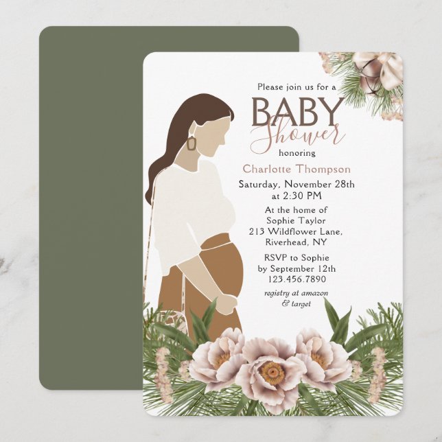 Blush Pink Expectant Mum Baby Shower Invitation (Front/Back)