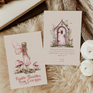 Blush Pink Fairy First Birthday Party Personalised Thank You Card