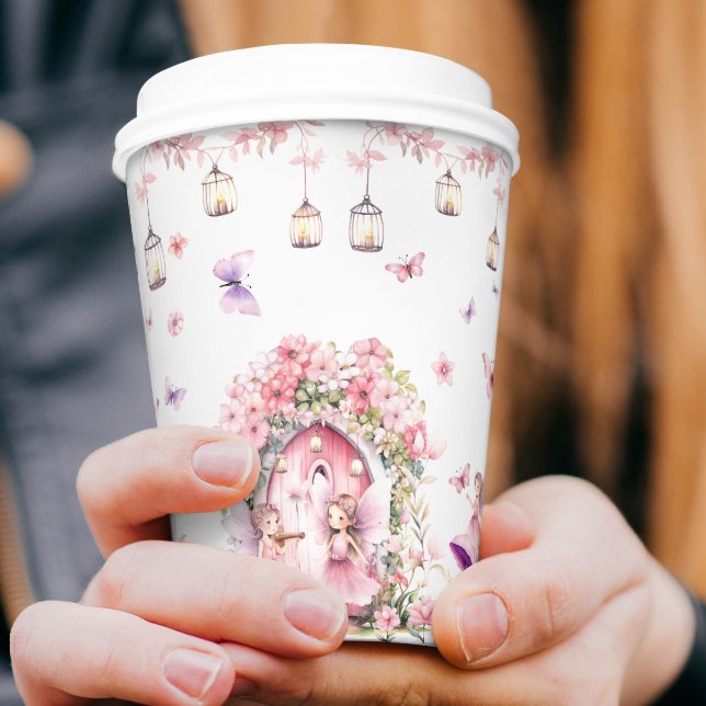 Blush Pink Fairy Floral Garden Birthday Party Paper Cups (Creator Uploaded)
