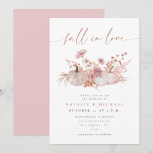 Blush Pink Fall in Love Wedding Invitation
