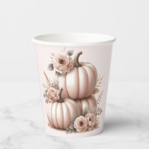 Blush Pink Fall Pumpkin Baby shower cups