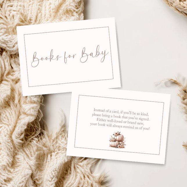  Blush Pink Fall Pumpkin books for baby Thank You Card (Creator Uploaded)