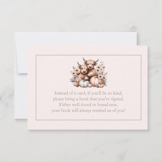  Blush Pink Fall Pumpkin books for baby Thank You Card (Back)