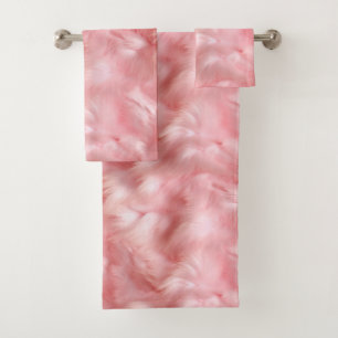 Blush Pink Faux Fur Bath Towel Set