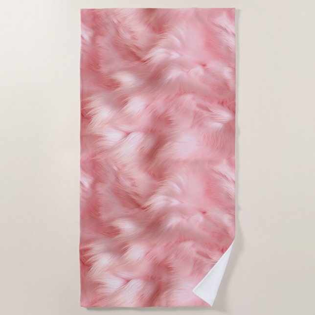 Blush Pink Faux Fur  Beach Towel (Front)