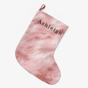 Blush Pink Faux Fur Large Christmas Stocking