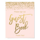Blush Pink Faux Gold Glitter Guest Book Sign