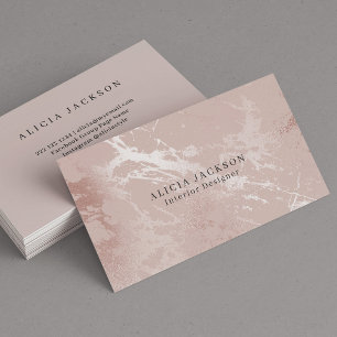 Blush Pink Faux Rose Gold Classy Interior Designer Business Card