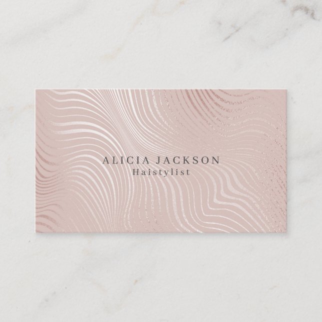Blush Pink Faux Rose Gold Elegant Hairstylist Business Card (Front)