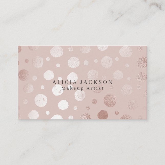 Blush Pink Faux Rose Gold Elegant Makeup Artist Business Card (Front)