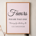 Blush Pink Favours Bridal Shower  Poster<br><div class="desc">Blush Pink Favours Sign Poster banner for Bridal Shower,  brunch and bubbly,  Bachelorette party. Check out more size and paper options below personalise this template option,  please check out our store collection below for matching items.</div>
