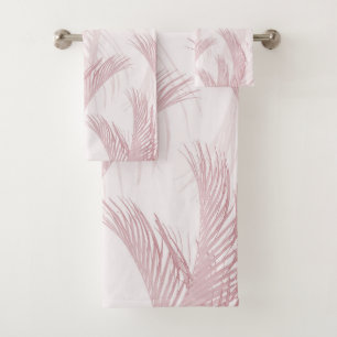 Blush Pink Feather Palm Bliss 1 Bath Towel Set