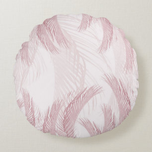 Blush Pink Feather Palm Bliss 1 Round Cushion