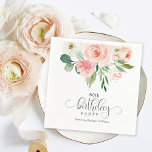 Blush Pink Feminine Floral 80th Birthday Party Napkin<br><div class="desc">Pretty and feminine, this 80th birthday party napkin has a soft colour scheme of blush pink and white. A beautiful bouquet of watercolor roses highlights the top of the design with feminine appeal. The word "birthday" is spelled out with a whimsical calligraphy typeface that is utterly charming. Personalise the text...</div>