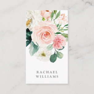 Blush Pink Feminine Watercolor Floral Business Card