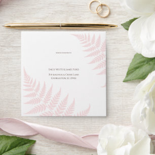 Blush Pink Fern Addressed Square Wedding Envelope