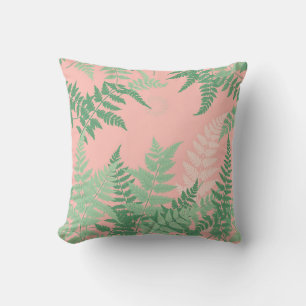 Blush Pink Fern Leaf Botanical Sage Green Modern  Cushion