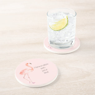 Blush Pink Flamingo Personalized Coaster