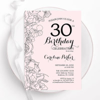 Blush Pink Floral 30th Birthday Party