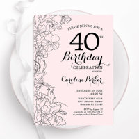 Blush Pink Floral 40th Birthday Party