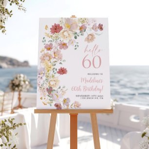 Blush Pink Floral 50th Birthday Welcome Poster