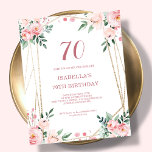 Blush Pink Floral 70th Budget Birthday Invitation<br><div class="desc">Looking for an affordable and charming invitation for your upcoming 70th birthday bash? Look no further than our blush pink floral paper invitation! With a lovely design featuring delicate blush pink flowers on a clean white background and an elegant font, this customisable invitation is sure to set the perfect tone...</div>