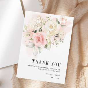 Blush Pink Floral 75th Birthday Party Thank You Card