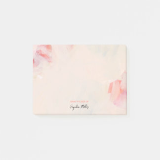 Blush Pink Floral Abstract Art Personalised Name Post-it Notes