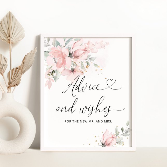 Blush pink floral advice and wishes for Newlyweds Poster (Creator Uploaded)