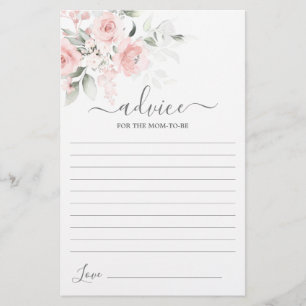 Blush Pink Floral Advice for the Mum To Be card