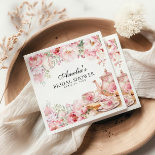 Blush Pink Floral Afternoon Tea Party Shower Napkin