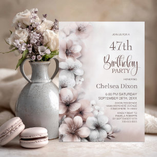 Blush Pink Floral Any Age Birthday Party Invitation