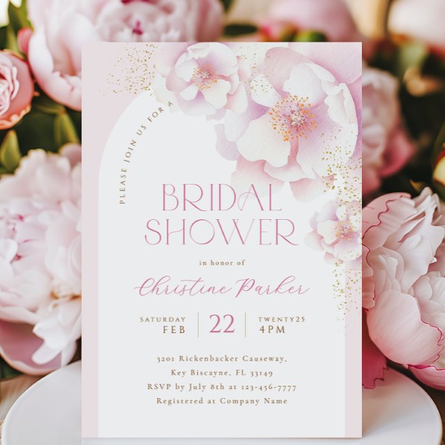 Blush Pink Floral Arch Bridal Shower Invitation (Creator Uploaded)