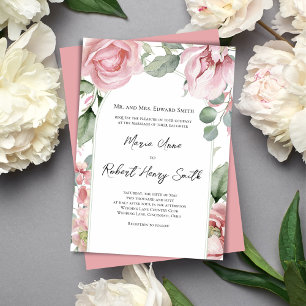 Blush Pink Floral Arch Wedding Elegant Invitation