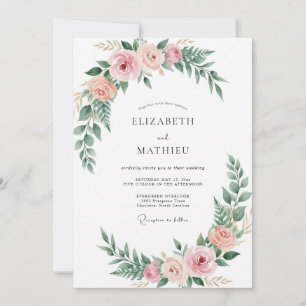 Blush Pink Floral Archway Wedding Invitation
