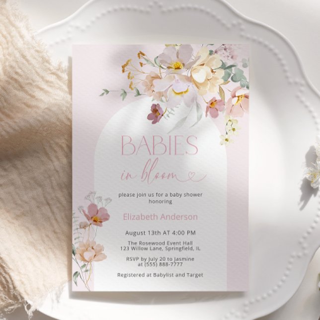 Blush Pink Floral Babies in Bloom Baby Shower Invitation (Creator Uploaded)