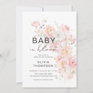 Blush Pink Floral Baby in Bloom Baby Shower Invitation