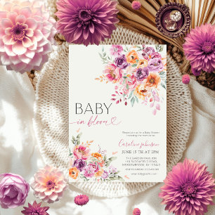 Blush Pink Floral Baby in Bloom Baby Shower  Invitation