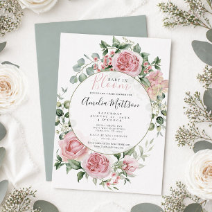 Blush Pink Floral Baby in Bloom Baby Shower Invitation