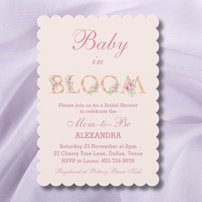 Blush Pink Floral Baby in Bloom Baby Shower Invitation (Creator Uploaded)