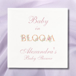 Blush Pink Floral Baby in Bloom Baby Shower Napkin
