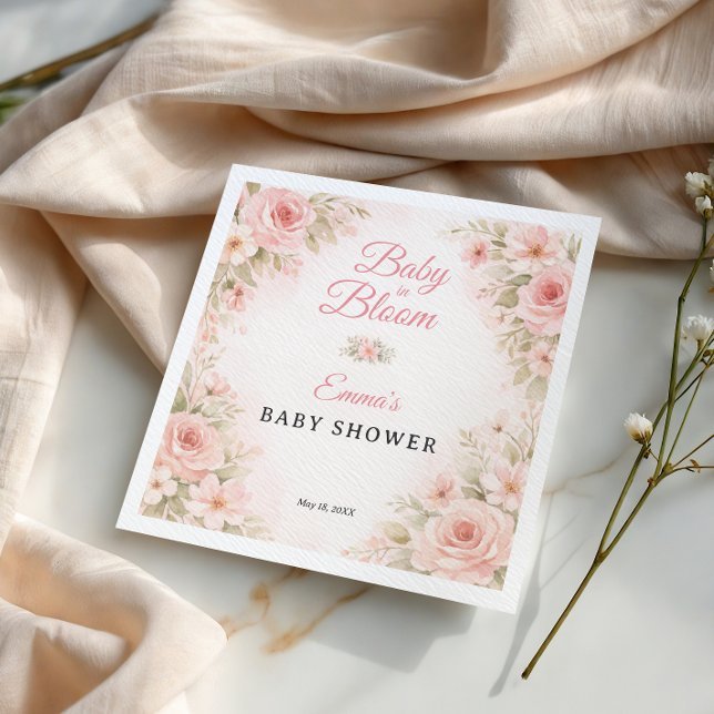 Blush Pink Floral Baby in Bloom Garden Napkin (Creator Uploaded)