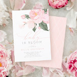 Blush Pink Floral Baby in Bloom Shower Girl Invitation<br><div class="desc">This girl baby shower invitation features "baby in bloom" in chic typography combining script and slab serif fonts. At the top,  there are blush pink watercolor flowers with green leaves.</div>