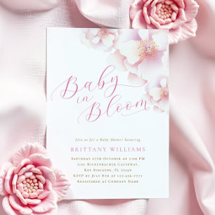 Blush Pink Floral Baby in Bloom Shower Invitation