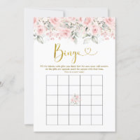 Blush Pink Floral Baby Shower Baby Bingo Game